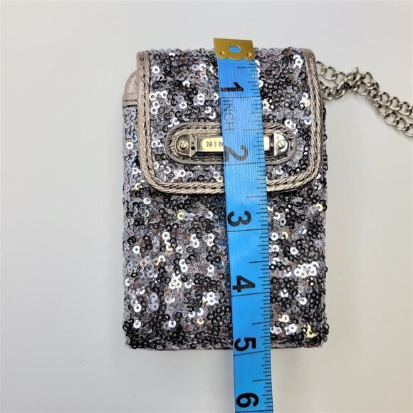 Nine West Grey Sequin Crossbody Purse Credit Card Purse Evening Bling Wristlet - Picture 6 of 16